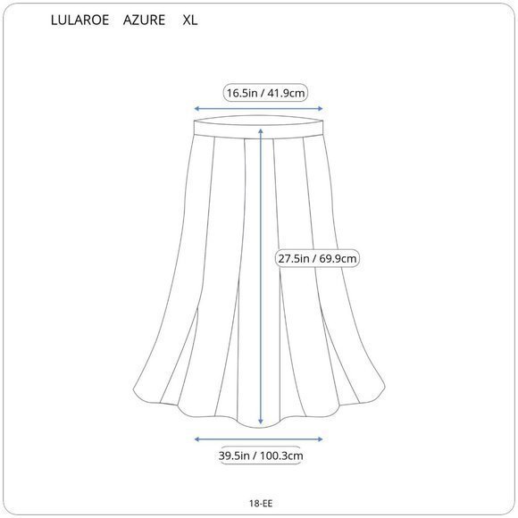 LuLaRoe Azure A-Line Skirt Blue Teal Red Elastic Pull On‎ Waist XL - Picture 3 of 11
